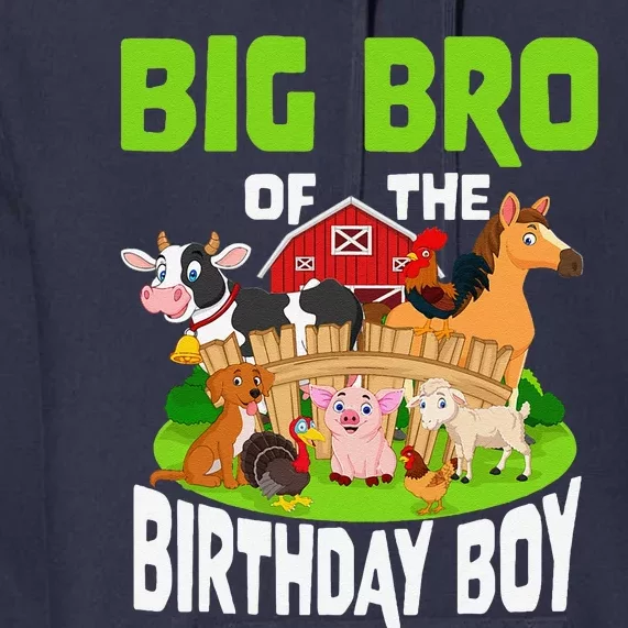 Big Bro Of The Birthday Boy Brother Bday Farm Family Party Premium Hoodie