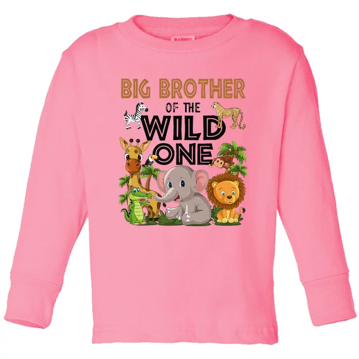 Big Brother Of The Wild One Birthday 1st Safari Jungle Famil Toddler Long Sleeve Shirt