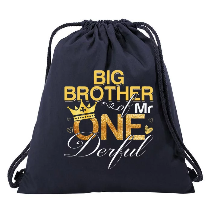 Big Brother Of Mr Onederful 1st Birthday First Onederful Drawstring Bag