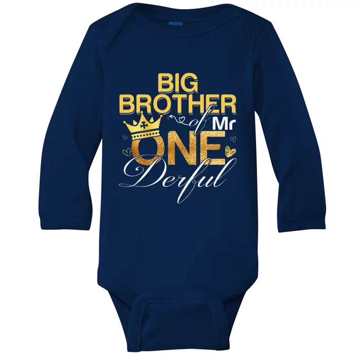 Big Brother Of Mr Onederful 1st Birthday First Onederful Baby Long Sleeve Bodysuit