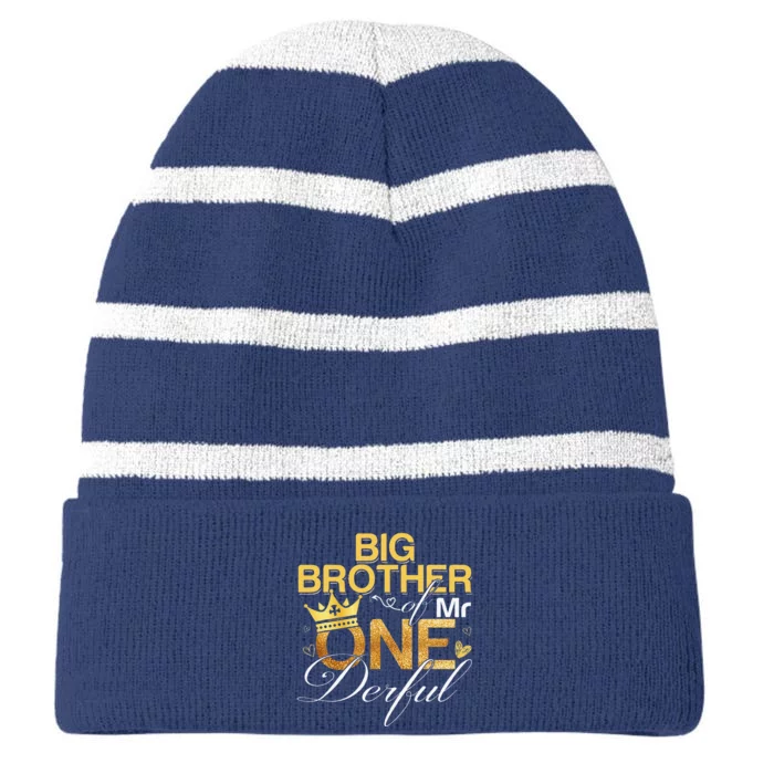 Big Brother Of Mr Onederful 1st Birthday First Onederful Striped Beanie with Solid Band