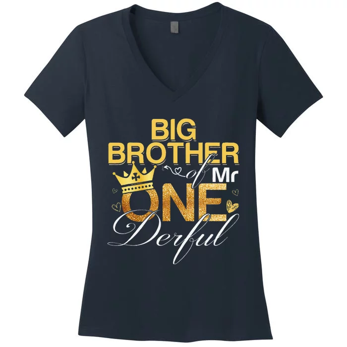 Big Brother Of Mr Onederful 1st Birthday First Onederful Women's V-Neck T-Shirt