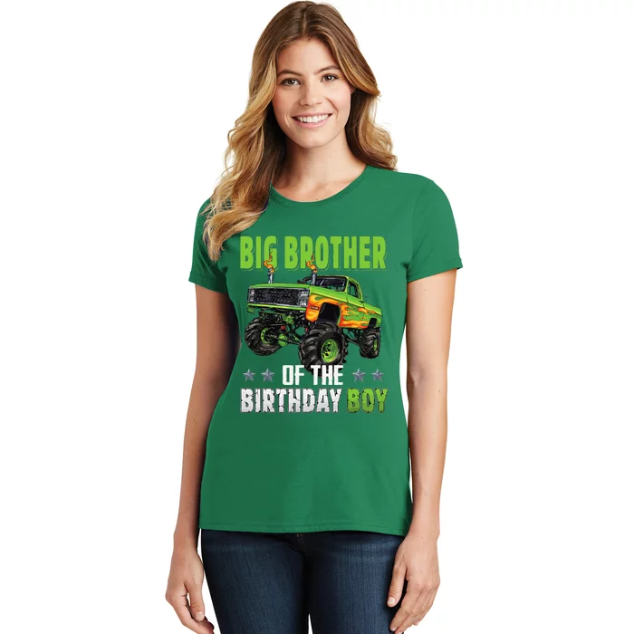 Big Brother Of Birthday Boy Monster Truck Family Matching Women's T-Shirt