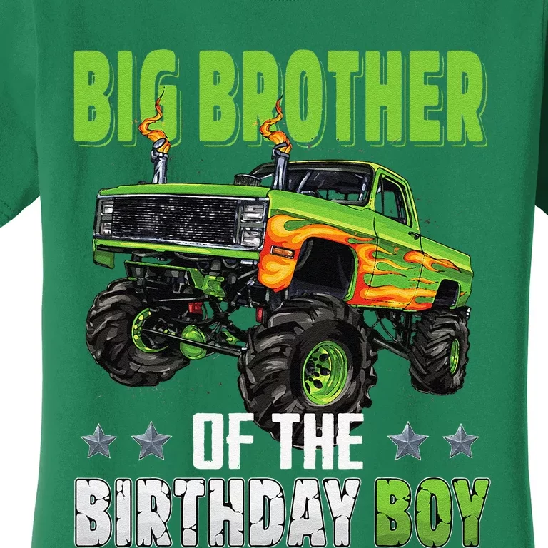 Big Brother Of Birthday Boy Monster Truck Family Matching Women's T-Shirt