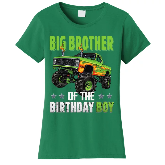 Big Brother Of Birthday Boy Monster Truck Family Matching Women's T-Shirt