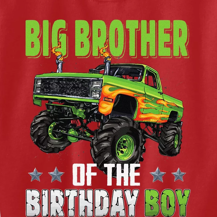 Big Brother Of Birthday Boy Monster Truck Family Matching Kids Sweatshirt