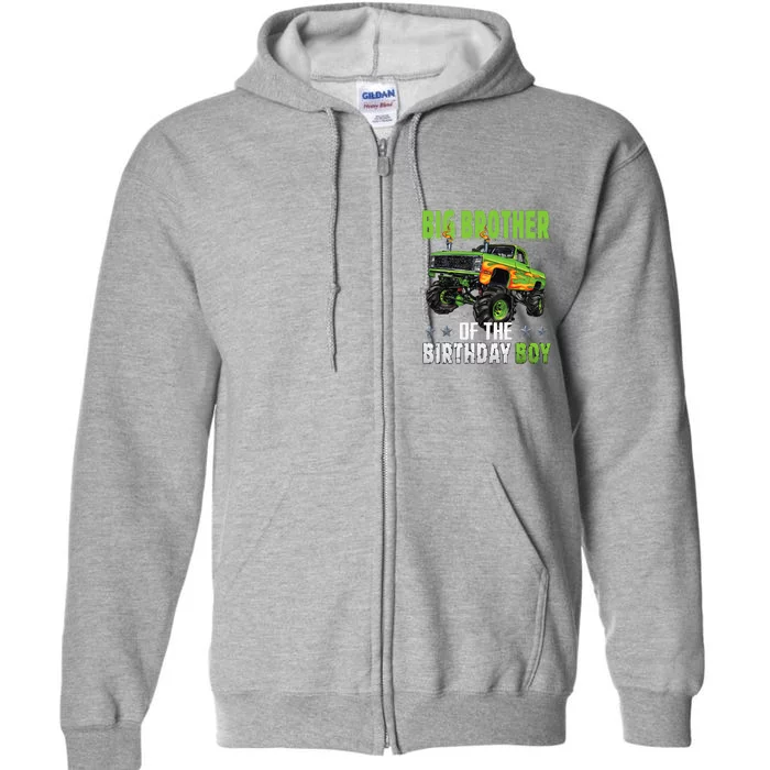 Big Brother Of Birthday Boy Monster Truck Family Matching Full Zip Hoodie