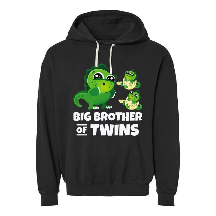 Big Brother of Twins Older Brother of Twin Announcement Garment-Dyed Fleece Hoodie