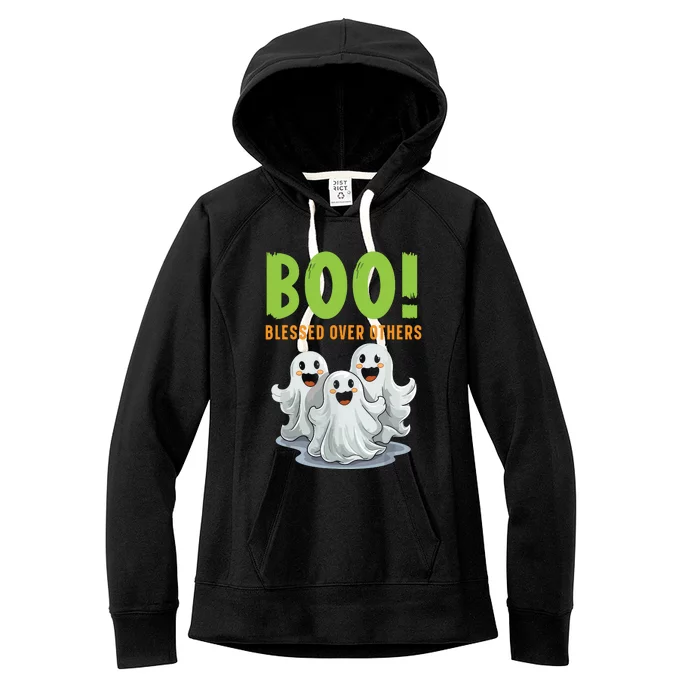 Boo Blessed Over Others Halloween Jesus Women's Fleece Hoodie