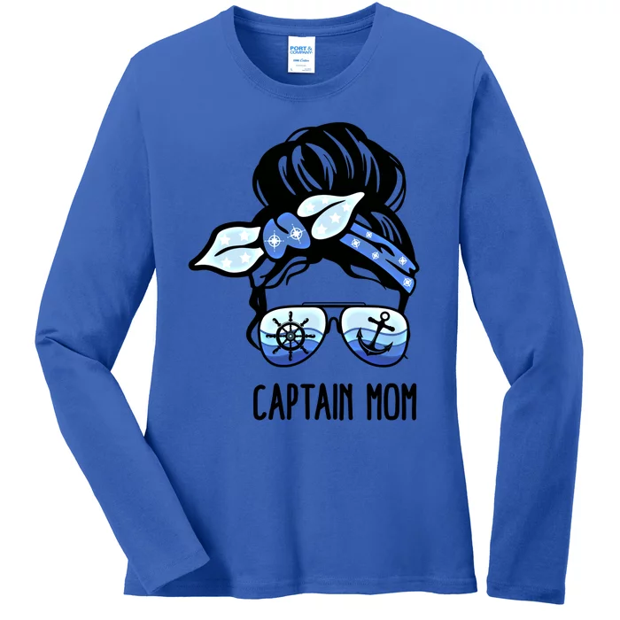 Boating Boat Owner Nautical Anchor Bandana Captain Mom Gift Ladies Long Sleeve Shirt