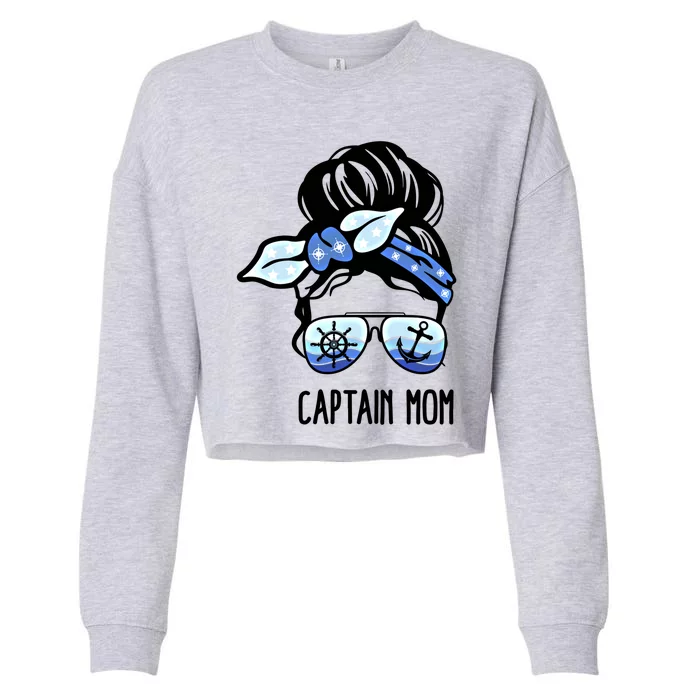 Boating Boat Owner Nautical Anchor Bandana Captain Mom Gift Cropped Pullover Crew