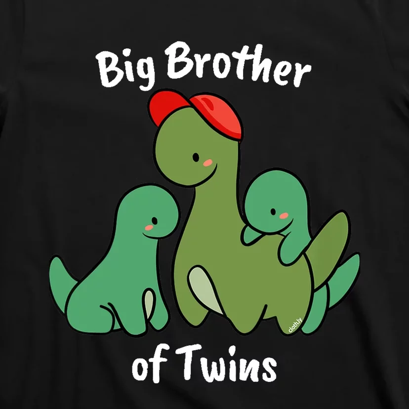 Big Brother of Twins Cute Dinosaur Siblings T-Shirt