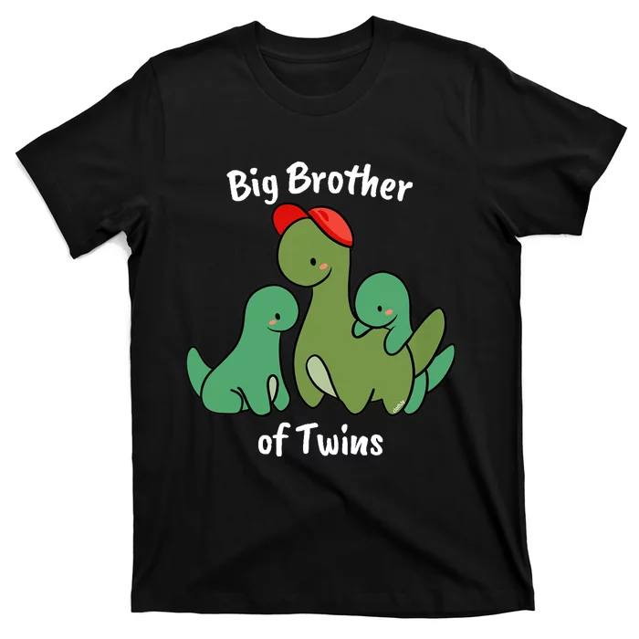 Big Brother of Twins Cute Dinosaur Siblings T-Shirt