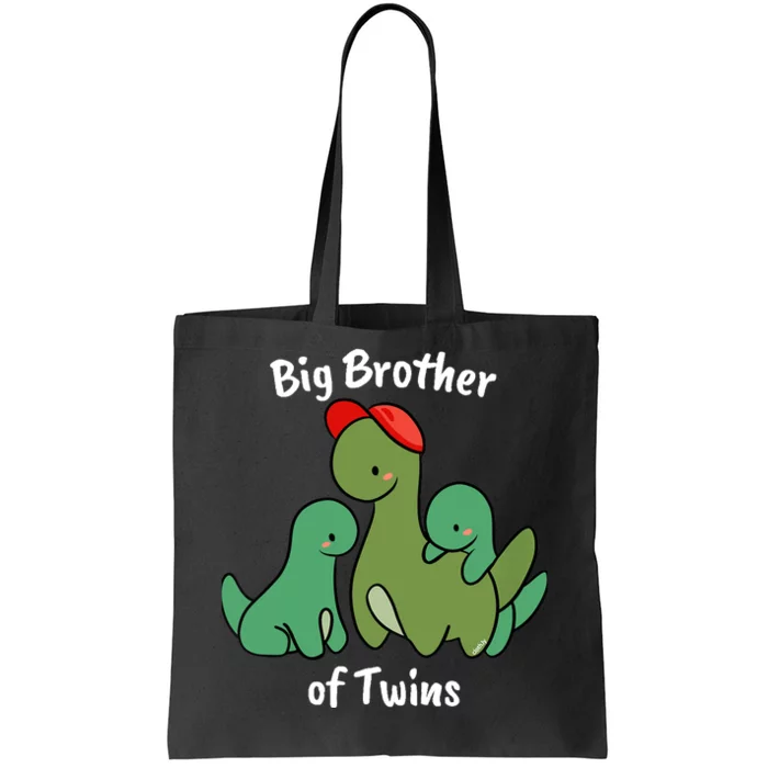 Big Brother of Twins Cute Dinosaur Siblings Tote Bag