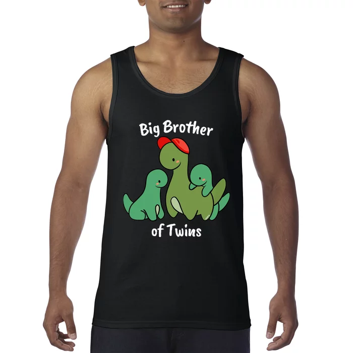 Big Brother of Twins Cute Dinosaur Siblings Tank Top