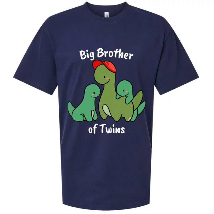 Big Brother of Twins Cute Dinosaur Siblings Sueded Cloud Jersey T-Shirt