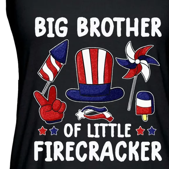 Big Brother Of The Little Firecracker 4th Of July Matching Ladies Essential Flowy Tank