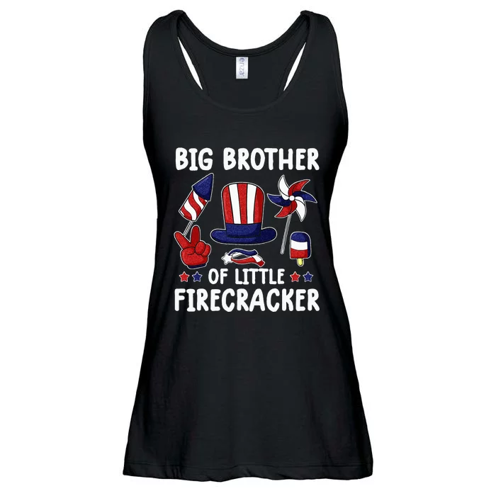 Big Brother Of The Little Firecracker 4th Of July Matching Ladies Essential Flowy Tank