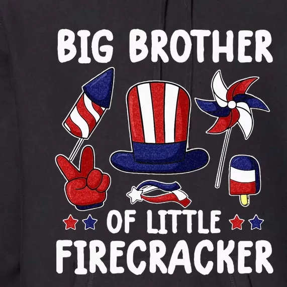 Big Brother Of The Little Firecracker 4th Of July Matching Premium Hoodie