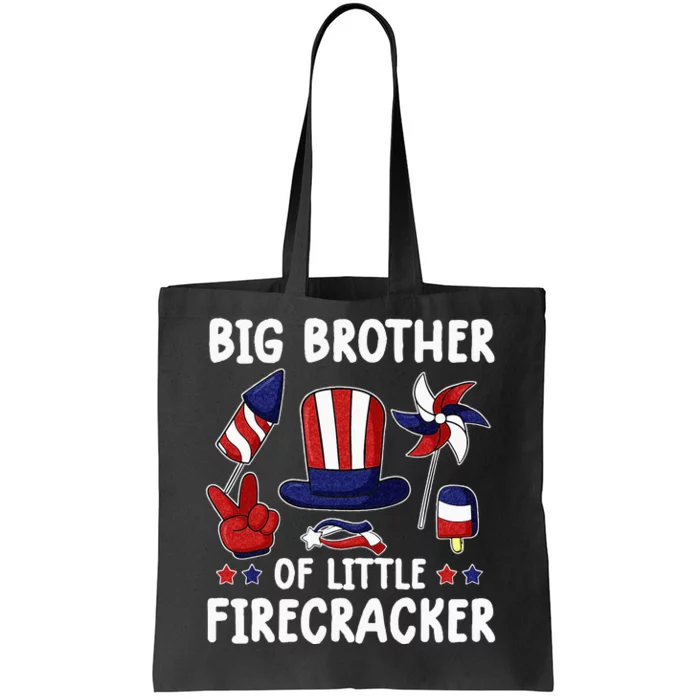 Big Brother Of The Little Firecracker 4th Of July Matching Tote Bag