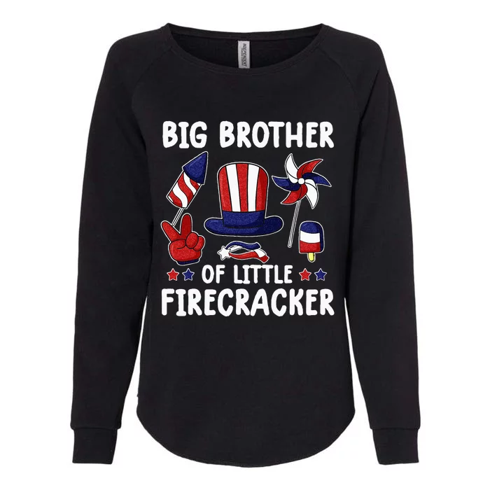 Big Brother Of The Little Firecracker 4th Of July Matching Womens California Wash Sweatshirt