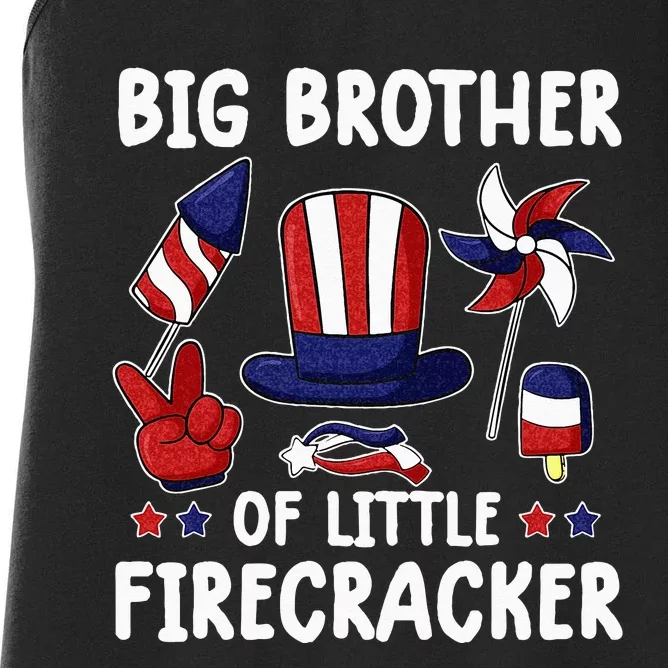 Big Brother Of The Little Firecracker 4th Of July Matching Women's Racerback Tank