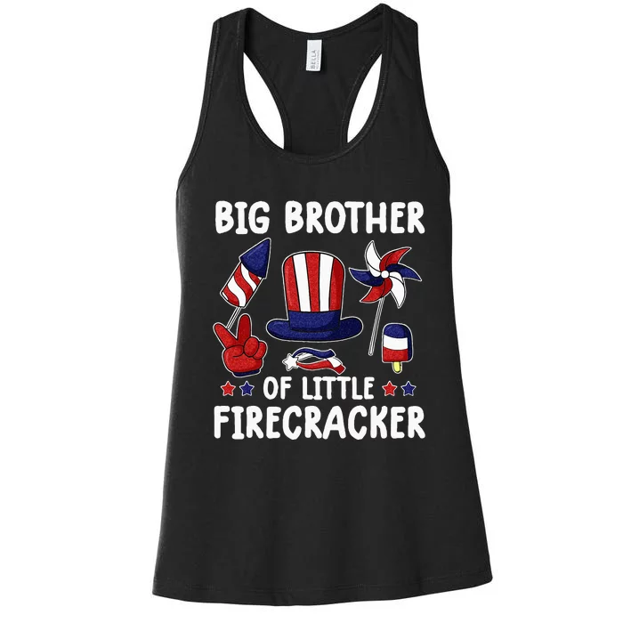 Big Brother Of The Little Firecracker 4th Of July Matching Women's Racerback Tank