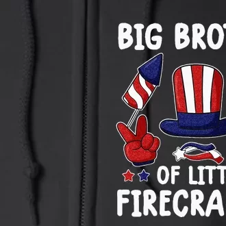 Big Brother Of The Little Firecracker 4th Of July Matching Full Zip Hoodie