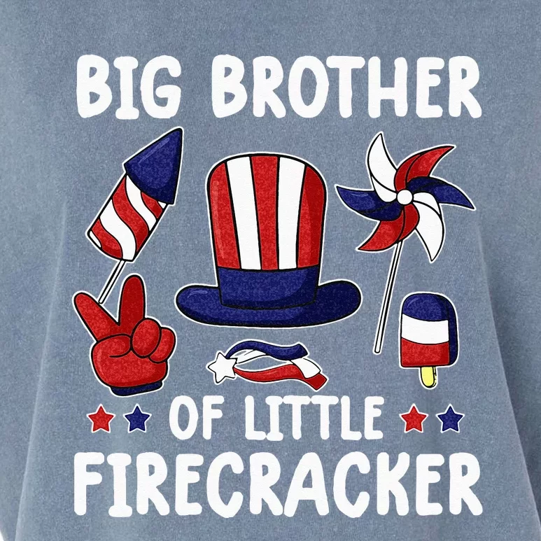 Big Brother Of The Little Firecracker 4th Of July Matching Garment-Dyed Women's Muscle Tee