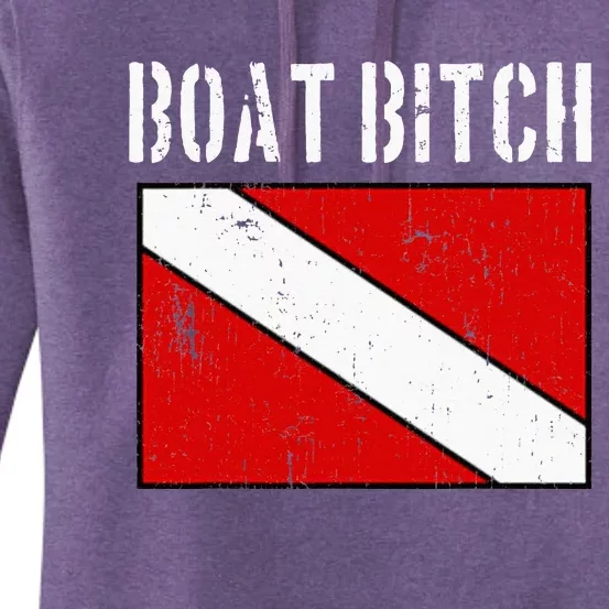 Boat Bitch Offensive Diver Boating Humor Flag Women's Pullover Hoodie