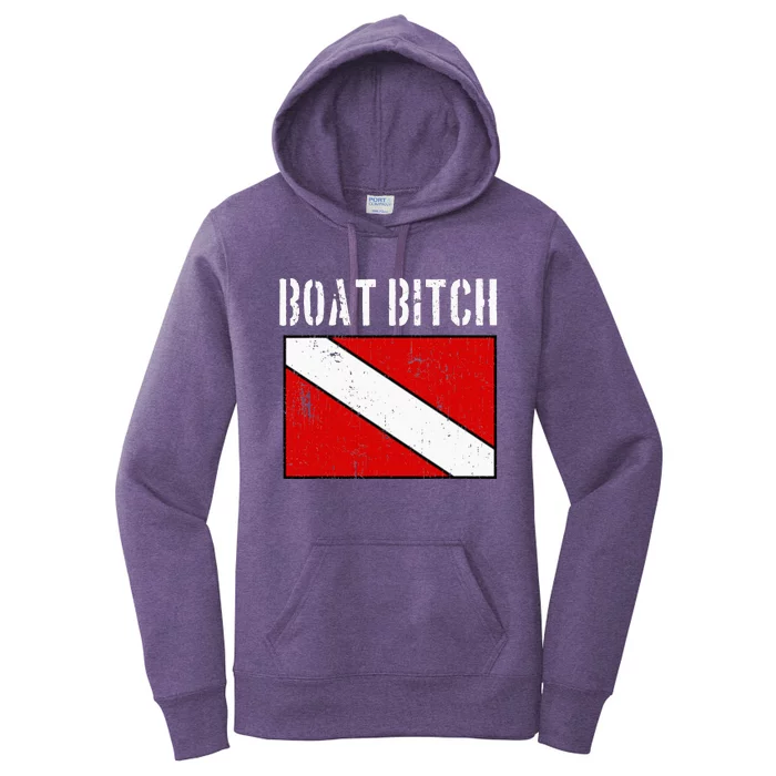 Boat Bitch Offensive Diver Boating Humor Flag Women's Pullover Hoodie