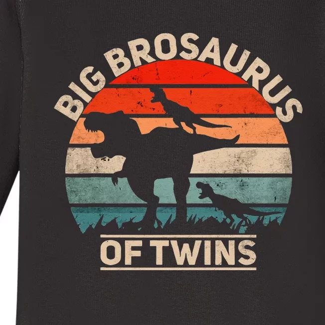 Big Brosaurus Of Twins Big Brother Of Twins Annonce Baby Long Sleeve Bodysuit