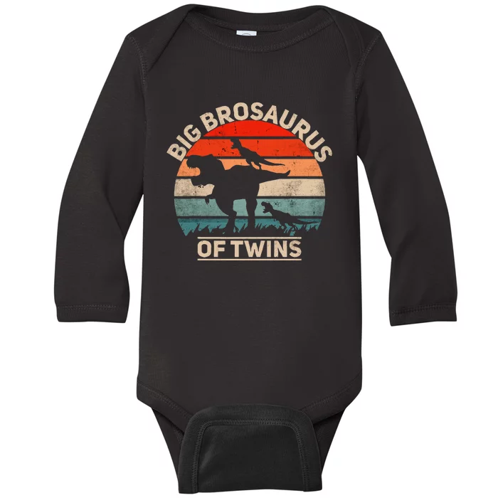 Big Brosaurus Of Twins Big Brother Of Twins Annonce Baby Long Sleeve Bodysuit