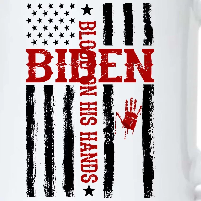 Biden Blood On His Hands American Flag Black Color Changing Mug