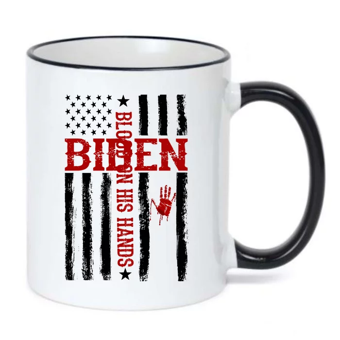 Biden Blood On His Hands American Flag Black Color Changing Mug