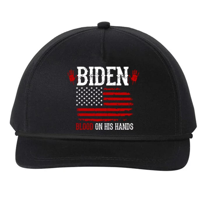 Biden Blood On His Hands Snapback Five-Panel Rope Hat