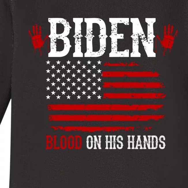 Biden Blood On His Hands Baby Long Sleeve Bodysuit