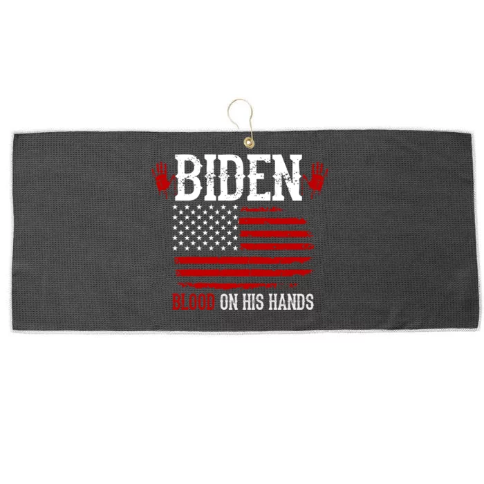 Biden Blood On His Hands Large Microfiber Waffle Golf Towel