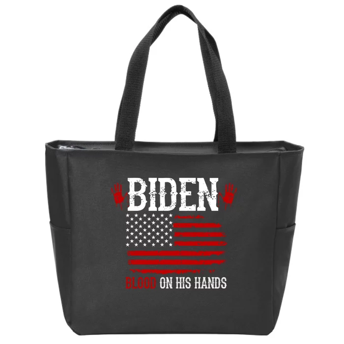 Biden Blood On His Hands Zip Tote Bag