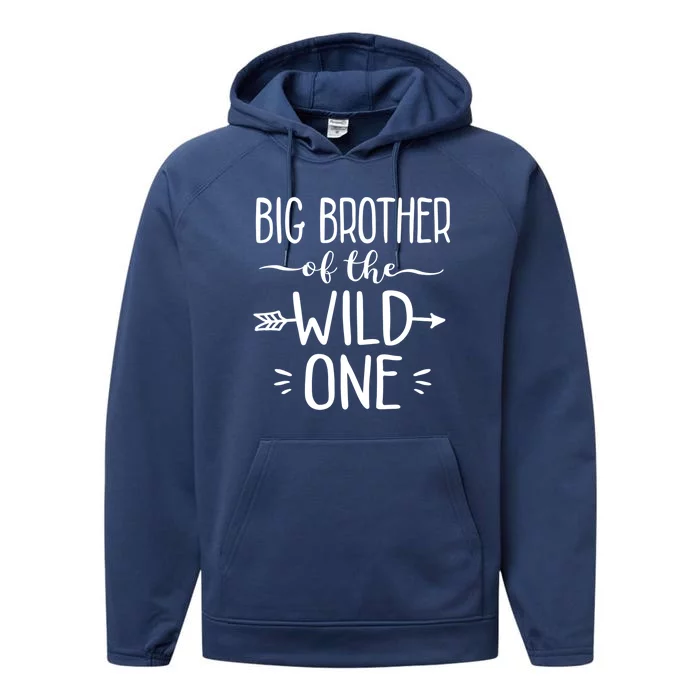 Big Brother Of The Wild One Funny 1st Birthday Safari Gift Performance Fleece Hoodie