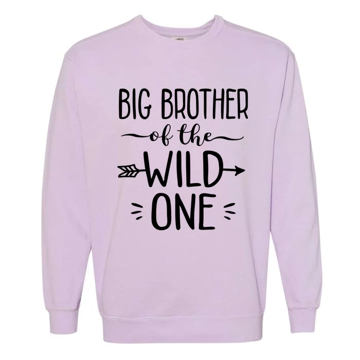 Big Brother Of The Wild One Funny 1st Birthday Safari Gift Garment-Dyed Sweatshirt