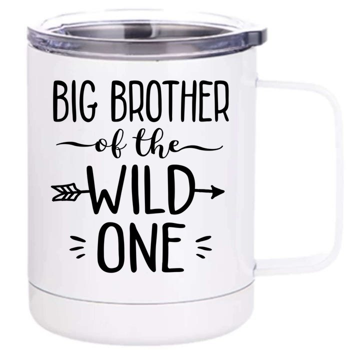 Big Brother Of The Wild One Funny 1st Birthday Safari Gift Front & Back 12oz Stainless Steel Tumbler Cup