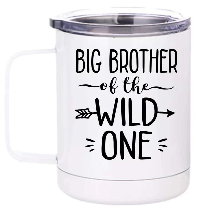 Big Brother Of The Wild One Funny 1st Birthday Safari Gift Front & Back 12oz Stainless Steel Tumbler Cup