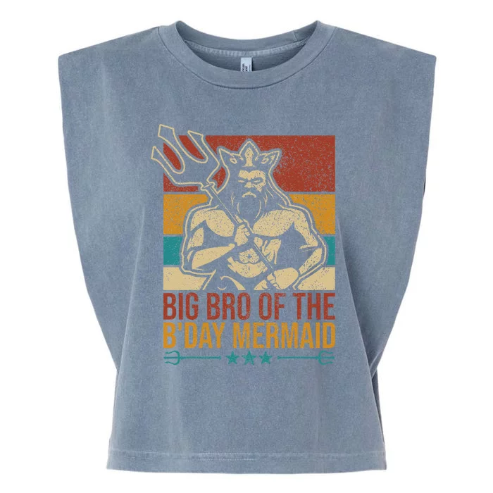 Big Bro Of The Birthday Mermaid Party Outfit Merman Brother Garment-Dyed Women's Muscle Tee