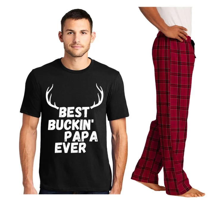 Best Buckin Papa Ever Antlers Funny Hunting Tee For Guys Gift Pajama Set