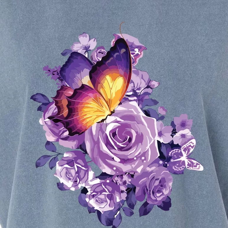 Beautiful Butterfly Purple Rose Butterfly Lovers Garment-Dyed Women's Muscle Tee