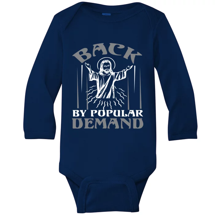 Back By Popular Ded Bible Verse Faith Quote Easter Cross Funny Gift Baby Long Sleeve Bodysuit