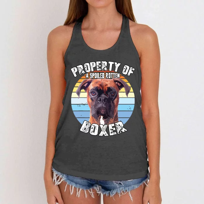 Boxer Brindle Property Of Women's Knotted Racerback Tank