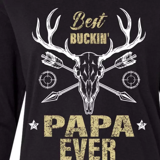 Best Buckin Papa Ever Deer Hunters Hunting Gift Father Gift Womens Cotton Relaxed Long Sleeve T-Shirt