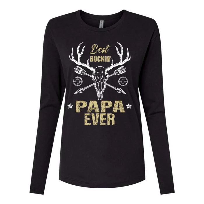 Best Buckin Papa Ever Deer Hunters Hunting Gift Father Gift Womens Cotton Relaxed Long Sleeve T-Shirt